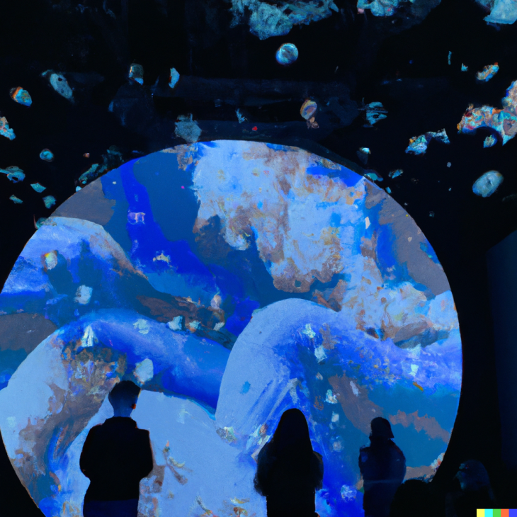 DALL·E 2023-01-03 15.03.31 - a wonderful digital future in museums with floating projections